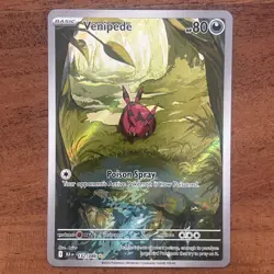 Pokemon TCG Black Bolt Venipede 132/086 Illustration Rare NM Card English - Image 1