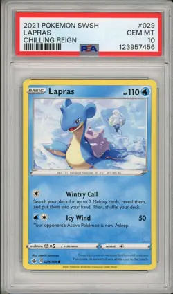 2021 Pokemon Chilling Reign Lapras #029 PSA 10 Pop 3 - Image 1