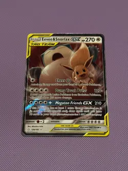 Pokemon TCG Eevee & Snorlax GX 120/181 Sun and Moon Team Up Tag Team Card NM OC - Image 1