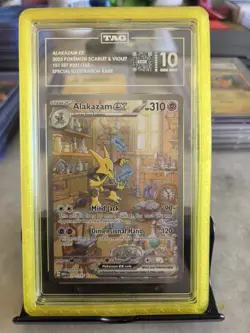 2023 POKEMON MEW EN-151 SPECIAL ILLUSTRATION RARE #201 ALAKAZAM EX TAG 10 - Image 1
