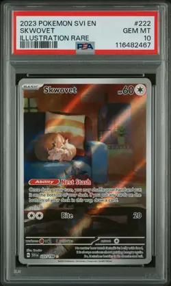 2023 POKEMON SVI EN-SCARLET & VIOLET ILLUSTRATION RARE #222 SKWOVET PSA 10 - Image 1