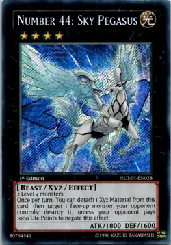 Yugioh Number 44: Sky Pegasus NUMH-EN028 1st Edition Secret Rare NM - Image 1