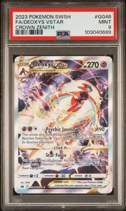 PSA 9 Deoxys VSTAR GG46/GG70 Crown Zenith: Galarian Gallery Holo Pokemon Card - Image 1