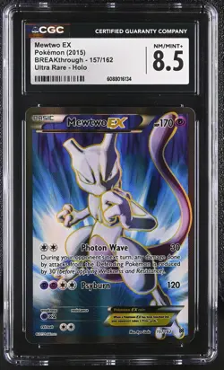CGC 8.5 Mewtwo EX 2015 BREAKthrough 157/162 Ultra Rare Holo Pokemon Card - Image 1