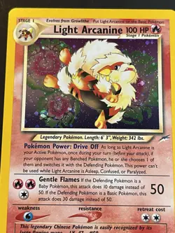 Pokemon TCG Light Arcanine Neo Destiny Holo Rare Card 12/105 - Image 2