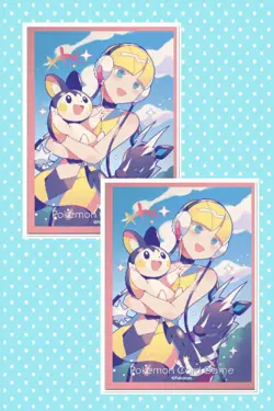Pokemon Card Game Deck Shield Sleeve 2 Sheets Elesa Emolga Holiday - Image 1