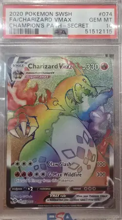 2020 Pokemon SWSH FA/CHARIZARD VMAX Champions Path Secret PSA 10 - Image 1