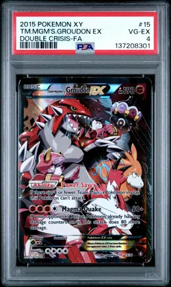 2015 POKEMON XY DOUBLE CRISIS #15 FULL ART/TEAM MAGMA'S GROUDON EX PSA 4 - Image 1
