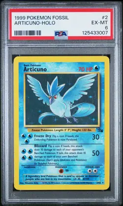 1999 POKEMON FOSSIL #2 ARTICUNO-HOLO PSA 6 - Image 1