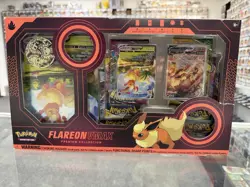 Pokemon TCG Eevee Evolution FLAREON VMAX Premium Collection Sealed Box MISPRINT 820650101618 - Image 1
