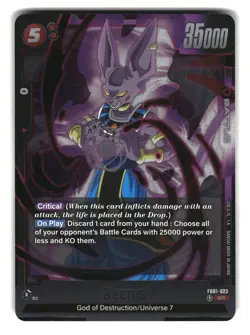 Beerus FB01-023 SR Fusion World Dragon Ball Super Card - Image 1