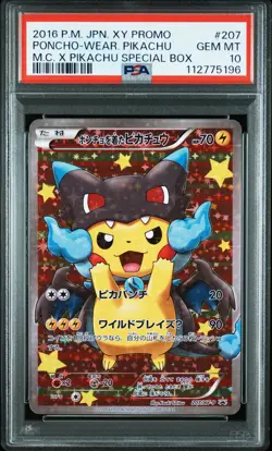 PSA 10 - Poncho Wearing Pikachu Charizard X JPN Full Art Promo 207/XY-P Pokemon - Image 1