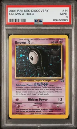 Unown A Holo Pokemon Neo Discovery 14/75 PSA 9 - Image 1