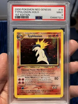 2000 POKEMON NEO GENESIS TYPHLOSION #18 HOLO 1ST EDITION PSA 9 Swirl - Image 1