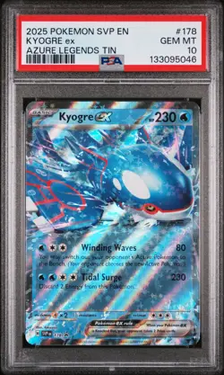 2025 POKEMON SVP EN-SV BLACK STAR PROMO AZURE LEGENDS TIN #178 KYOGRE EX PSA 10 - Image 1