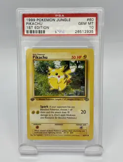 1999 Pokemon Jungle 1st Edition #60 Pikachu PSA 10 GEM MINT - Image 1