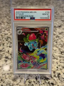 2025 Pokemon Mega Evolution Ivysaur Illustration Rare #134 PSA 10 Gem Mint - Image 1