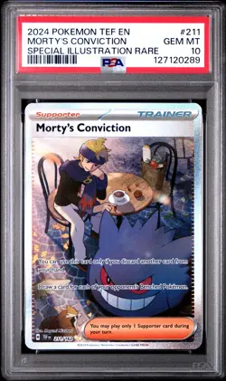 2024 POKEMON TEF EN-TEMPORAL FORCES #211 MORTY'S CONVICTION PSA 10 - Image 1