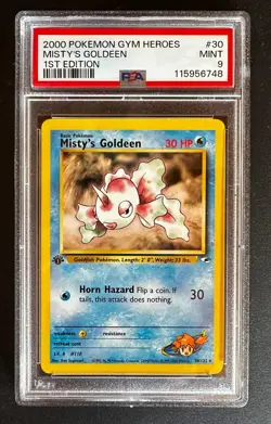 2000 Pokemon GYM HEROES 1st edition MISTY'S GOLDEEN #30 PSA 9-MINT - Image 1