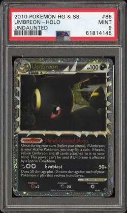 2010 POKEMON HEARTGOLD & SOULSILVER UNDAUNTED #86 UMBREON-HOLO PSA 9 - Image 1