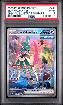 2023 POKEMON PAR EN-PARADOX RIFT SPECIAL ILLUSTRATION RARE IRON VALIANT EX PSA 9 - Image 1