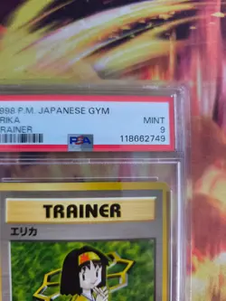Pokemon Card Erika Leaders Stadium Waifu Japanese Gym heroes 1998 PSA 9 - Image 4