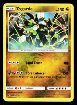 Zygarde 100/147 Burning Shadows LP Reverse Holo Pokemon Card TCG - Image 1