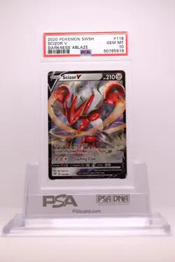 2020 Pokemon SWSH Darkness Ablaze # 118 Scizor V PSA 10 Card GEM MINT! - Image 1