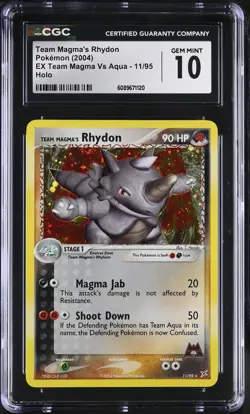 CGC 10 Team Magma's Rhydon EX Team Magma Vs Aqua 11/95 Holo Pokemon Card - Image 1