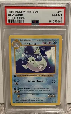Pokemon Card 1st Edition Shadowless Dewgong PSA 8, Base Set #25, 1999 WOTC - Image 2