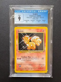 Vulpix 68/102 Base Set 4th Print 1999-2000 Pokemon Card Corrected HP CGC 9 Sub - Image 1