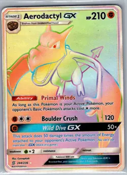 Aerodactyl GX (Secret) 244/236 SM - Unified Minds - Pokemon Card - NM - Image 1