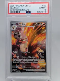 Pokemon TCG Blaziken Illustration Rare Card #192/182 Destined Rivals PSA 10 - Image 1