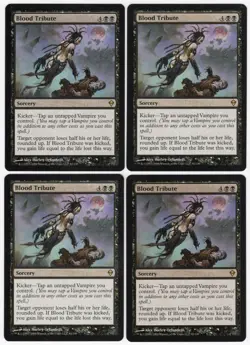 Blood Tribute x4 4x 2009 Zendikar PLAYSET Black Rare Sorcery MTG NM AZ1 - Image 1