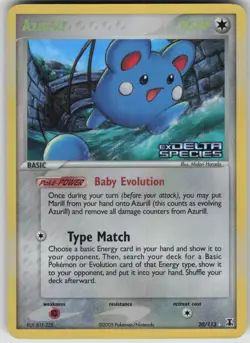Pokemon TCG Azurill Rare Reverse Holo Delta Species 20/113 - Image 1