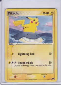 Pikachu 12/17 Pokemon 2007 POP Series 5 Regular Non-Holo Damaged (Crease) - Image 1