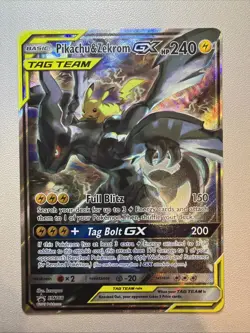 Pokemon Pikachu & Zekrom GX TCG Sun & Moon SM168 Holo Promo NM - Image 1