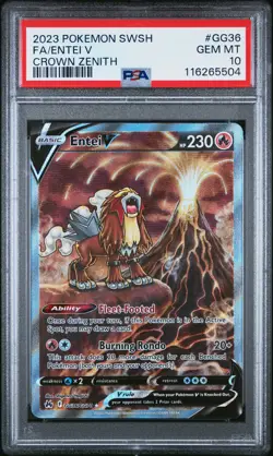 2023 POKEMON SWORD & SHIELD CROWN ZENITH #GG36 FULL ART/ENTEI V PSA 10 - Image 1