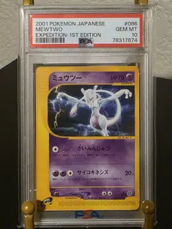 PSA 10 GEM MINT 2001 POKEMON JAPANESE EXPEDITION 1ST EDITION #086 MEWTWO - Image 1