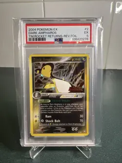 Vintage Pokemon- Team Rocket Returns Ex Dark Ampharos-Rev.Foil PSA 5 - Image 1
