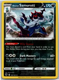 Hisuian Samurott - SWSH10: Astral Radiance 100/189 - Holo Rare - NM Pokemon TCG - Image 1