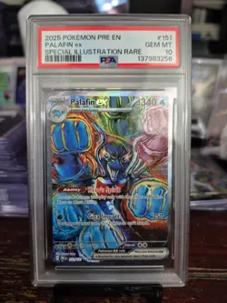 2025 POKEMON PRISMATIC EVOLUTIONS SPECIAL ILLUSTRATION RARE PALAFIN EX PSA 10 - Image 1