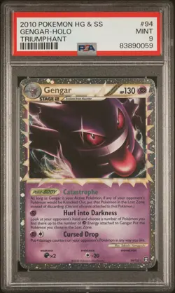 2010 POKEMON HEARTGOLD & SOULSILVER TRIUMPHANT #94 GENGAR-HOLO PSA 9 - Image 1
