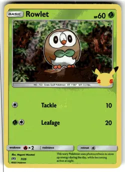 Pokemon McDonald's 25th Anniversary Rowlet Holo Promo Card 7/25 NM - Image 1