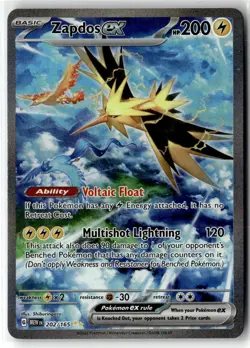 Zapdos ex ⭐ 202/165 Holo Special Illustration Rare 151 2023 Pokemon NM - Image 1