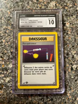 1999 Pokemon 1st Ed French Base Set "Recuperater" Item Finder 74/102 CGC 10 Mint - Image 1