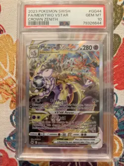 2023 POKEMON SWORD & SHIELD CROWN ZENITH #GG44 FULL ART/MEWTWO VSTAR PSA 10 - Image 1