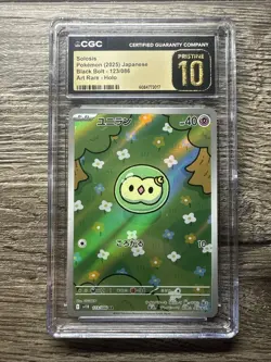 Pokemon 2025 JPN Black Bolt Full Art Rare Solosis #123/086 CGC PRISTINE 10 - Image 1
