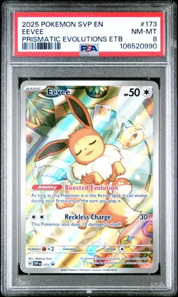2025 POKEMON SVP EN-SV BLACK STAR PROMO #173 EEVEE PSA 8 - Image 1