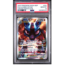 Pokemon Lucario VSTAR Crown Zenith ETB Full Art Promo SWSH291 PSA 10 Gem Mint - Image 1